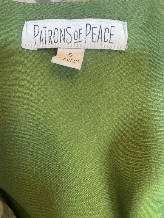 Patrons of Peace Floral Midi Dress Size S Green Smocked Waist Boho - Picture 8 of 8